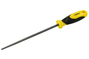 8 Inch Steel Round File with Yellow & Black Comfort Grip Handle - Picture 1 of 3