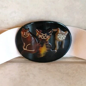 Vintage Stretch Belt Women's Cats Kittens - Picture 1 of 15