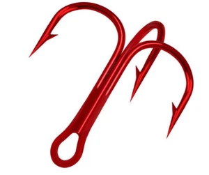 100pcs Red High Carbon Steel Fishing Hook Sharpened Treble Hooks Size 12#-3/0# - Picture 1 of 35