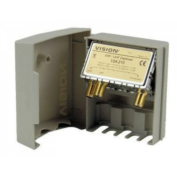 Vision V24-210 2 Way UHF VHF Diplexer Gold plated F-Connectors - Image 1 of 1