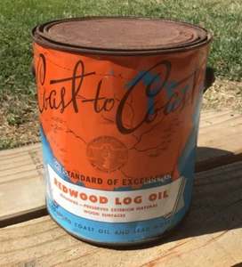 Latta Pubblicità Vintage Coast to Coast Redwood Log Olio Piombo Lavori Gallone 978A - Foto 1 di 6