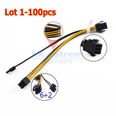 (Lot) 6-pin to 8-pin (6+2) PCI Express Power Converter Cable GPU Video Card PCIE - Image 1 of 4