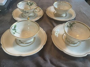 Castleton York Rose A Set Of 4 Footed Cups And Saucers Set. Discontinued. - Picture 1 of 5