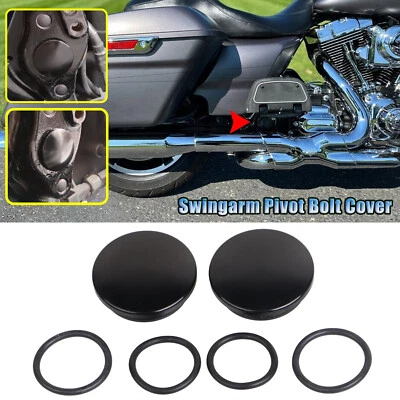 For Harley Electra Glide Ultra Classic CNC Swingarm Pivot Bolt Cover Black Domed - Изображение 1 из 4