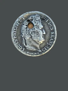 1843 France 1/4 Franc Silver Coin - F (Fine) condition - Picture 1 of 2