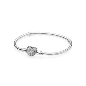 Pandora Moments Silver Bracelet With Pavé CZ Heart Clasp 590727CZ-16cm - 6.3 in - Picture 1 of 1