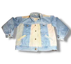 Chaqueta Jean Vintage Años 90 JUNTOS Alta Med unisex Patchwork Vaquera Ropa de Calle - Imagen 1 de 11