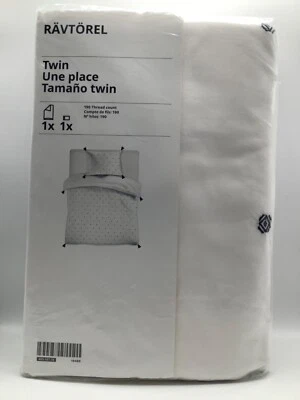 IKEA RAVTOREL Twin Duvet cover and pillowcase White/Black New 405.107.78 - Image 1 of 3