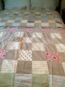 Vintage Antique Quilt Top Scrappy Patchwork Hand Pieced Some Seam Wear - Picture 1 of 7