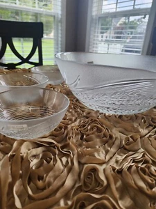 German Glass Salad Bowl Set Wheat Pattern - Picture 1 of 12