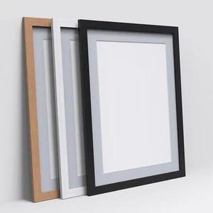 Black White Oak Photo Picture Frames Poster frame with Grey Mounts Hang Stand - Picture 1 of 4