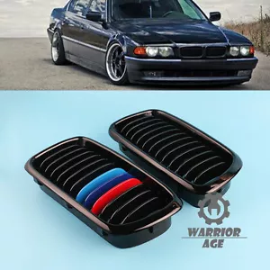 For BMW 7-Series E38 Saloon Black Gloss Kidney Sport Front Grill M-Color 1998-01 - Picture 1 of 5