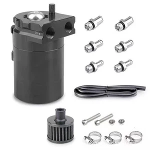 Kit de latas de captura de aceite de aluminio 300 ml tanque de depósito deflector respirador negro universal - Imagen 1 de 12
