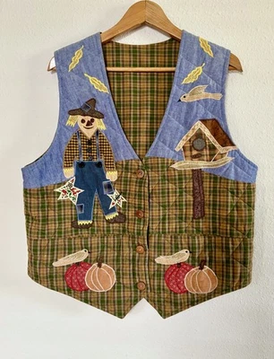 Chaleco mágico parche vintage acolchado para mujer mediano reversible cottagecore retazos Foto 1 de 4