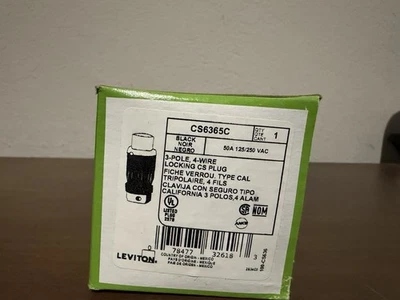 Leviton CS6365C 50A 125/250Volt AC Locking Plug - Image 1 of 3