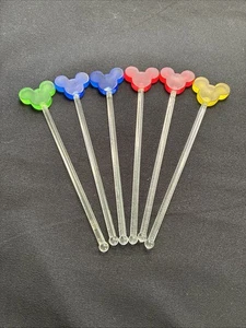 Mickey Mouse Cocktail Rührer Rührstäbchen 7,5" Vintage Disney Set/6 Barzubehör - Bild 1 von 10