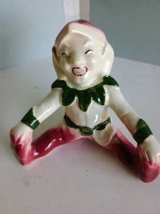 Vintage Grinning Pixie/Elf rot & grün, unbeschriftet, California Pottery?, MCM Style - Bild 1 von 4