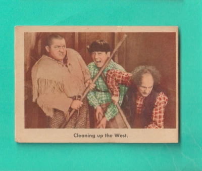 1959 FLEER   THE 3 STOOGES CARD # 32 CLEANING UP THE WEST EX+/NM - Image 1 of 2