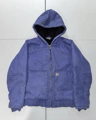 Carhartt 13706 Hooded Farm Work Canvas Jacket Youth Large 14 Sherpa Lined - Image 1 of 4