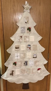 VINTAGE 58” Tall Pottery Barn Kids White Christmas Tree Advent Calendar - Picture 1 of 9