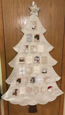 VINTAGE 58” Tall Pottery Barn Kids White Christmas Tree Advent Calendar - Image 1 of 4