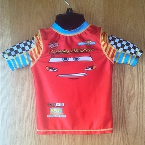 Disney Pixar Cars Lightning McQueen Rash Guard Swim Shirt Size 4 - Picture 1 of 4