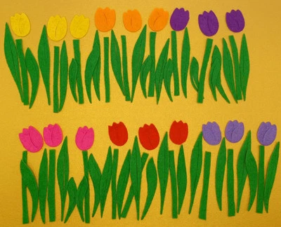 HAPPY HANDVERK 72 Felt Tulips, Stems & Leaves. Die Cut. Toppers, Felt Crafts, Embellishments.