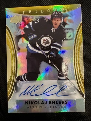 2022-23 Upper Deck Trilogy Hockey Nikolaj Ehlers 38 Gold Foil Autograph - Image 1 of 2