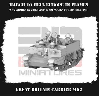 3D BREED 20mm WW2 British Bren Carrier with driver and 3 crew