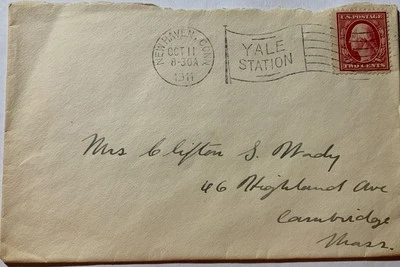 New Haven Conn Postal History 1911 Nice Flag Cancel Yale Station - Image 1 of 2
