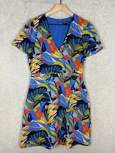 J Crew Dress Womens 4 Blue Floral Tropical Colorful Beach Party Wedding Preppy - Picture 1 of 12