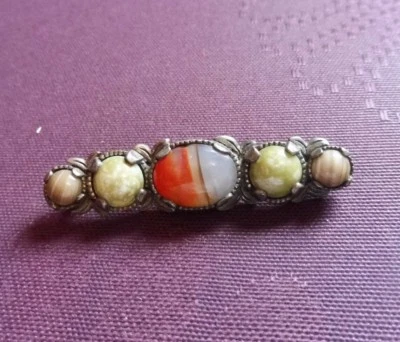 Ancienne broche en métal avec pierres - Photo 1/4