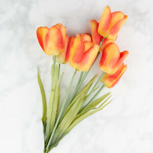 Factory Direct Craft Colorful Orange and Yellow Poly Silk Tulip and Grass F