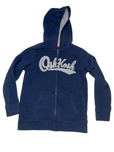 OshKosh B'Gosh Boys Full Zip Logo Hoodie Sweatshirt Size 8 Navy Blue - Picture 1 of 5