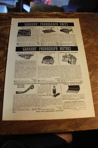  GARRARD PHONOGRAPH UNITS, MOTORS CHANGERS 1940'S BROCHURE - 2 SIDED - Picture 1 of 2