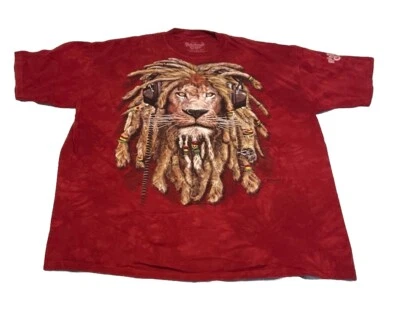 Rainforest Café Manimals Forest Red Dye T-Shirt Rasta Lion Dreadlocks Size 2XL - Image 1 of 4