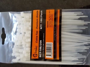 200 PCS CABLE TIES 100mmX 2.5mm Clear NYLON PACK OF 200 White FOR TRADE USE . - Picture 1 of 1