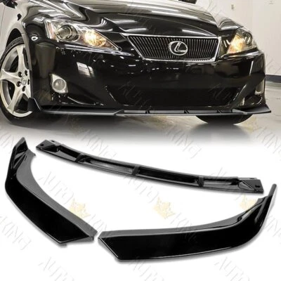 FIT 06-08 LEXUS IS250 IS350 PAINTED BLACK FRONT BUMPER BODY SPOILER SPLITTER LIP - Image 1 of 4