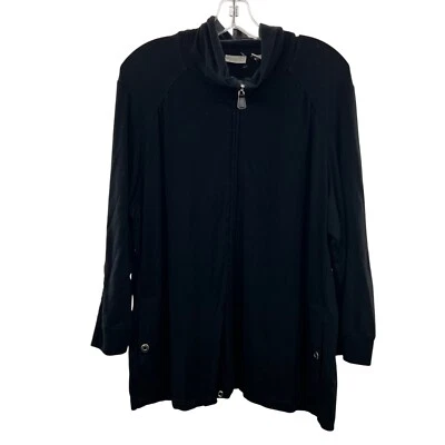 Top Zenergy by Chico's Cremallera Completa Cuello Simulado Negro Talla Grande Foto 1 de 4