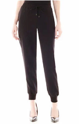 Mujer a.n.a PANTALONES DE CREPÉ Imitación Cuero Esmoquin Rayas Pantalón Cintura Elástica (#m34) Foto 1 de 4