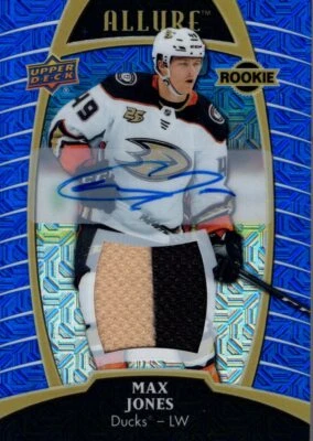 2019-20 Upper Deck Allure Jersey Auto Blue Line #72 Max Jones Jersey /99 - NM-MT - Image 1 of 2