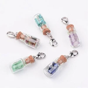 Charm Clip On Gem Glass Bottle Bracelet Necklace Zipper Keychain Stitch Markers - Picture 1 of 7