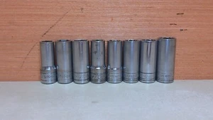 Lot of 8 SK Tools 3/8" Drive Deep Sockets 1/2, 7/16, 10, 11, 12, 13, 14mm Metric - Picture 1 of 24