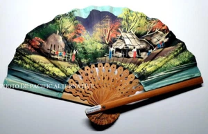 Ancien EVENTAIL hand made in THAILAND fabrique main déco nature voyage thailande - Imagen 1 de 3