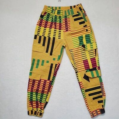 Vintage V.I.P. Colorful Yellow Geometric Color Skater Cargo Pants Funky Medium - Image 1 of 4