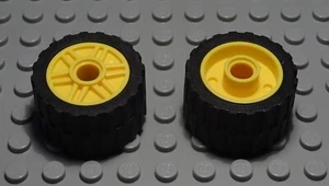 Lego Car Wheel 3X3 With New Yellow Rim 2 Pieces - Picture 1 of 1