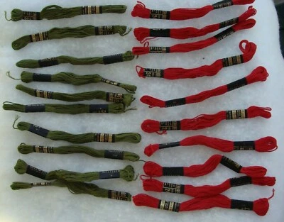 VTG Lot 20 Peri-Lusta Cotton Embroidery Floss 10 of each Color Green 392 Red 247 - Image 1 of 4