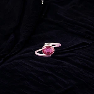 Pink Tourmaline Gemstone 925 Sterling Silver Ring Handmade Jewelry Gift For Girl - Picture 1 of 3