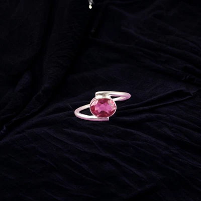 Pink Tourmaline Gemstone 925 Sterling Silver Ring Handmade Jewelry Gift For Girl - Image 1 of 3