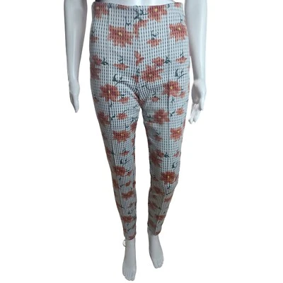 Pantalones elásticos Nanette Lepore para mujer coral floral gris a rayas estampado a cuadros talla S Foto 1 de 4